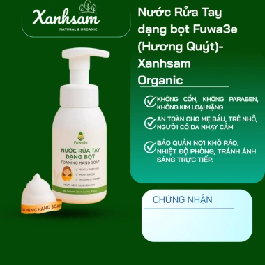 Nước Rửa Tay Dạng Bọt Fuwa3e Hương Quýt Organic Khử khuẩn, dưỡng da, Giá 107.500₫
