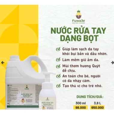 Nước Rửa Tay Dạng Bọt Fuwa3e Hương Quýt Organic Khử khuẩn, dưỡng da, Giá 107.500₫ 4 Nước Rửa Tay Dạng Bọt Fuwa3e Hương Quýt Organic Khử khuẩn, dưỡng da, Giá 107.500₫ 4