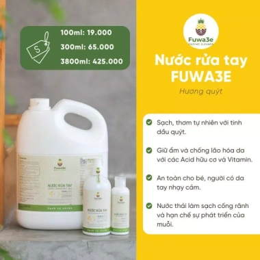 Nước rửa tay hữu cơ FUWA3E enzyme sinh học dứa 300ml/100ml hương quýt - An toàn cho mọi loại da, giảm giá 86k