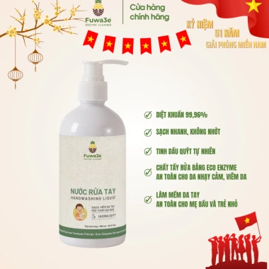 Nước rửa tay hữu cơ Fuwa3e – Sạch khuẩn, mềm da, an toàn bé, tinh dầu quýt 3