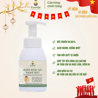 Nước rửa tay hữu cơ Fuwa3e – Sạch khuẩn, mềm da, an toàn bé, tinh dầu quýt 10