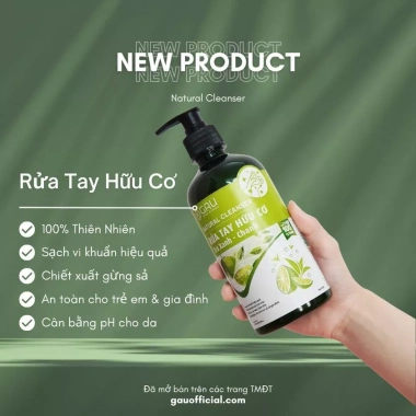 Nước rửa tay hữu cơ thiên nhiên Men GAU Trà Xanh Chanh Bay Mùi Tan, sạch dầu mỡ 500ml – 98.000₫ 10