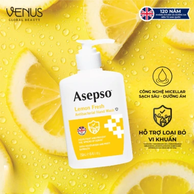 Nước Rửa Tay Kháng Khuẩn ASEPSO Hương Chanh 250ml - Khử Mùi, Dưỡng Ẩm, 55.000₫
