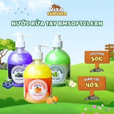Nước rửa tay kháng khuẩn Bm SoftClean 500ml - Diệt khuẩn 99%, làm sạch nhanh, dưỡng ẩm, chỉ 32.308đ