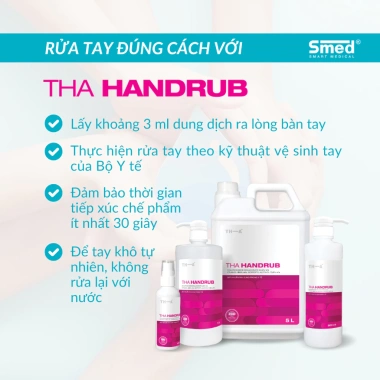 Nước rửa tay khô THA HANDRUB 80% Ethanol - sạch khuẩn, không cần rửa lại, dưỡng ẩm da tay mềm mịn - 132.000₫ 5