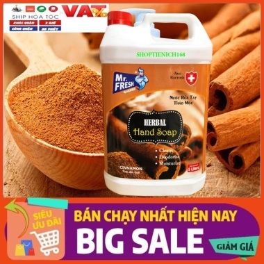 Nước rửa tay khử mùi Premium Hand Soap Mr Fresh 5L Hương Quế - Giá ưu đãi 196.000₫