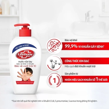 Nước rửa tay Lifebuoy 500g diệt 99.9% vi khuẩn, bảo vệ da, chỉ 70.000 đồng (giá gốc 86.800)