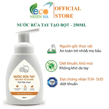 Nước rửa tay tạo bọt ECOCARE 250ml tinh dầu cam quế nhài không khô da, an toàn cho bé và mẹ bầu