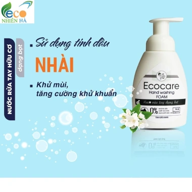 Nước rửa tay tạo bọt ECOCARE 250ml tinh dầu cam quế nhài không khô da, an toàn cho bé và mẹ bầu
