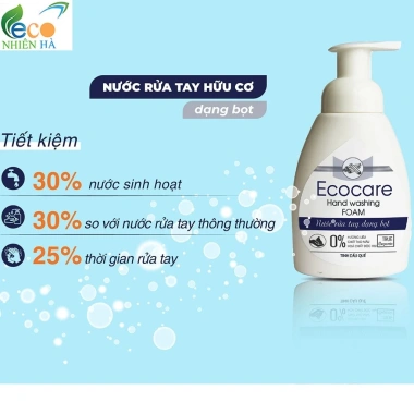 Nước rửa tay tạo bọt ECOCARE 250ml tinh dầu cam quế nhài không khô da, an toàn cho bé và mẹ bầu