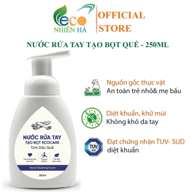 Nước rửa tay tạo bọt ECOCARE 250ml tinh dầu cam quế nhài không khô da, an toàn cho bé và mẹ bầu