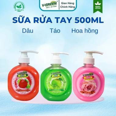 Nước Rửa Tay V-green 500ml - Bảo vệ 99.9% vi khuẩn, kháng bệnh, giảm 18% chỉ 50.000₫