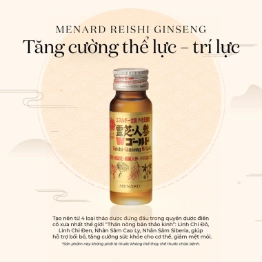 Nước sâm linh chi Menard Reishi Ginseng Nhật Bản 10 chai 50ml - Tăng cường đề kháng, giảm giá 16%