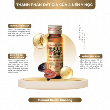 Nước sâm linh chi Menard Reishi Ginseng Nhật Bản 10 chai 50ml - Tăng cường đề kháng, giảm giá 16%