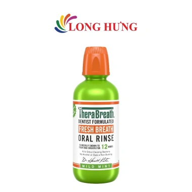 Nước súc miệng TheraBreath Fresh Breath 473ml - Hơi thở thơm mát, diệt mùi hôi, không cồn, giảm giá 359.000₫