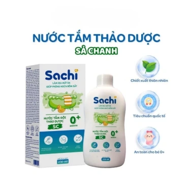 Nước tắm gội thảo dược Sachi hương Sả Chanh dịu mát da bé sơ sinh 250ml - 138k