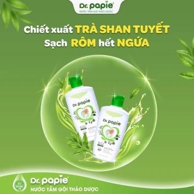 Nước tắm thảo dược Dr.Papie - Giảm ngứa, rôm sảy, làm sạch da bé, mát lạnh, giá 139k