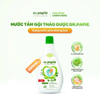 Nước tắm thảo dược Dr.Papie trà Shan Tuyết 500ml - Giảm rôm sảy, mẩn ngứa, an toàn cho bé sơ sinh, 228k Nước tắm thảo dược Dr.Papie trà Shan Tuyết 500ml - Giảm rôm sảy, mẩn ngứa, an toàn cho bé sơ sinh, 228k