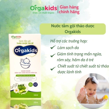 Nước tắm thảo dược Orgakids 150ml - Ngừa rôm sảy, mụn nhọt, mẩn ngứa, da mềm