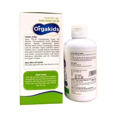 Nước tắm thảo dược Orgakids 150ml - Ngừa rôm sảy, mụn nhọt, mẩn ngứa, da mềm