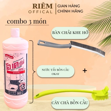 Nước Tẩy Bồn Cầu + Chổi Cọ + Bàn Chải Khe Hở Combo 3 Món RIEM - 15.000