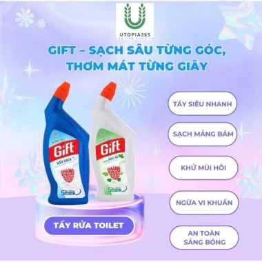 Nước tẩy bồn cầu Gift siêu sạch 600ml-900ml - Giá 29.000đ, tẩy bẩn sâu diệt khuẩn 5