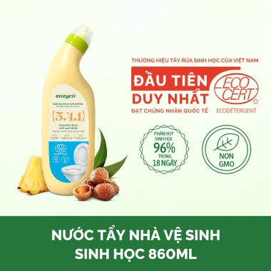 Nước Tẩy Bồn Cầu Sinh Học ENZYCO 860ml Bồ Hòn & Dứa - ECOCERT, Khử Mùi Diệt Khuẩn 10