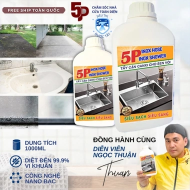 Nước Tẩy Đa Năng 5P Tẩy Cặn Canxi – Vệ sinh sàn, kính, bồn rửa, vết ố vàng, giá 62.500₫