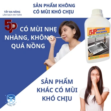 Nước Tẩy Đa Năng 5P Tẩy Cặn Canxi – Vệ sinh sàn, kính, bồn rửa, vết ố vàng, giá 62.500₫