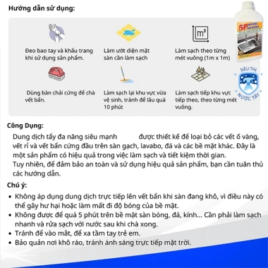 Nước Tẩy Đa Năng 5P Tẩy Cặn Canxi – Vệ sinh sàn, kính, bồn rửa, vết ố vàng, giá 62.500₫