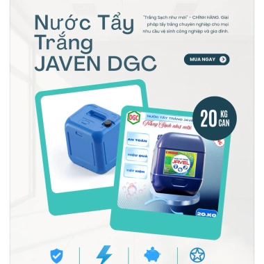 Nước tẩy JAVEL công nghiệp Đức Giang 20KG - Chính hãng, giá ưu đãi 220k, tẩy mạnh, khử bẩn 5