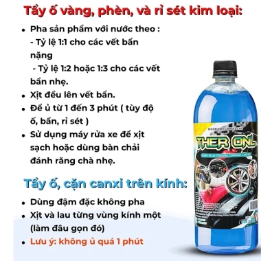 Nước Tẩy Lốc Máy Xe, Ô Tô THER ONL 500ml - Xóa ố vàng, dầu mỡ, giảm giá 65k 9