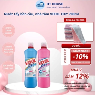 Nước Tẩy Nhà Tắm và Bồn Cầu Vixol Oxy 700ml Nhập khẩu Thái Lan - Diệt Vi Khuẩn, Sáng bóng, Thơm dễ chịu, Giá chỉ 59.000đ
