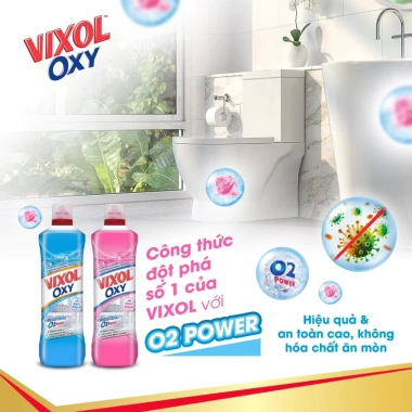 Nước Tẩy Nhà Tắm và Bồn Cầu Vixol Oxy 700ml Nhập khẩu Thái Lan - Diệt Vi Khuẩn, Sáng bóng, Thơm dễ chịu, Giá chỉ 59.000đ