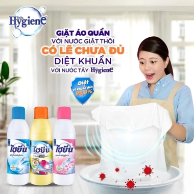 Nước tẩy quần áo Hygiene Thái Lan cao cấp, tẩy màu mạnh mẽ, giảm giá chỉ 45.000₫ 3