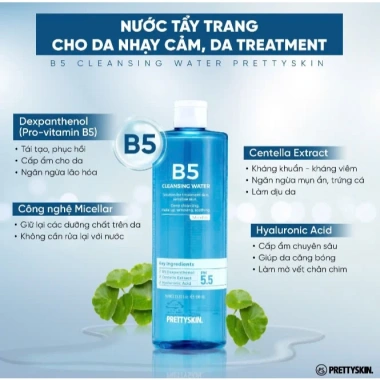 Nước Tẩy Trang B5 Cleansing Water Pretty Skin 500ml - Dưỡng ẩm, sạch sâu, giảm mụn, 300k 2 Nước Tẩy Trang B5 Cleansing Water Pretty Skin 500ml - Dưỡng ẩm, sạch sâu, giảm mụn, 300k 2