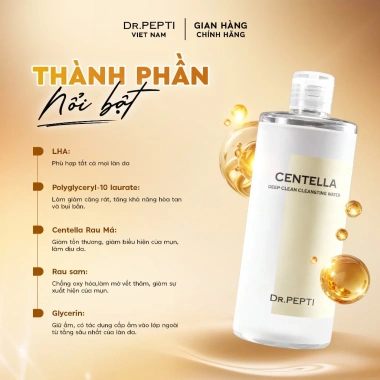 Nước Tẩy Trang Dr.Pepti Centella 400ml – Làm Sạch Sâu, Dịu Nhẹ Cho Mọi Làn Da 3 Nước Tẩy Trang Dr.Pepti Centella 400ml – Làm Sạch Sâu, Dịu Nhẹ Cho Mọi Làn Da 3