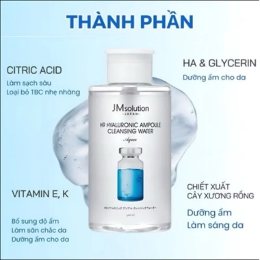 Nước tẩy trang JMsolution Hyaluronic Ampoule Cleansing Water, dưỡng ẩm sâu, làm sạch nhẹ, chỉ 195.000đ (giá gốc 234.000đ)