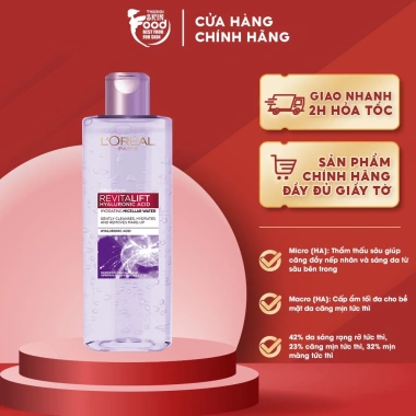Nước Tẩy Trang L'oreal Revitalift Hyaluronic Acid 400ml - Dưỡng ẩm, làm sạch sâu, giá 289.000₫