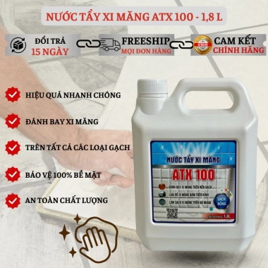 Nước tẩy xi măng ATX 100 - Tẩy sạch vết xi măng trên gạch, đá nhám, kính, sạch sâu, sáng bóng 1,8L giá chỉ 52.000₫