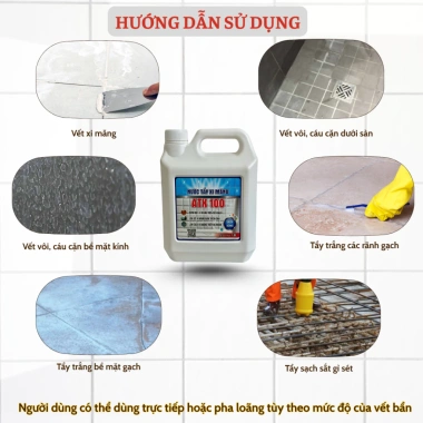 Nước tẩy xi măng ATX 100 - Tẩy sạch vết xi măng trên gạch, đá nhám, kính, sạch sâu, sáng bóng 1,8L giá chỉ 52.000₫ 2 Nước tẩy xi măng ATX 100 - Tẩy sạch vết xi măng trên gạch, đá nhám, kính, sạch sâu, sáng bóng 1,8L giá chỉ 52.000₫ 2