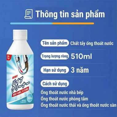 Nước Thông Tắc Cống Siêu Mạnh 510ml - Giải Quyết Nhanh Mọi Cản Trở