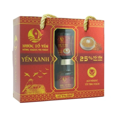 Nước tổ yến sào cao cấp chưng đông trùng hạ thảo Yến Xanh Lốc 6 lọ 70ml - Giá ưu đãi 279.000đ