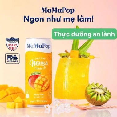 Nước Trái Cây Sparkling MAMAPOP 330ml - Ngon Như Mẹ Làm, Giá 25.900đ, HSD 2.027 4
