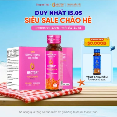 Nước uống collagen Đông Trùng Hạ Thảo Hector 10 chai - Giá ưu đãi 610.000, hỗ trợ da căng mịn, sức khỏe tối ưu