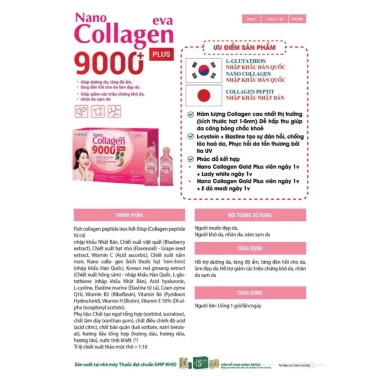 Nuốc Uống Collagen Nano Eva 9.000 HD 2.028 - Hộp 14 gói, Giá 435k, Da Mịn và Căng Da