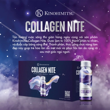 Nước uống Collagen Nite Kinohimitsu 50g: chống lão, ngủ ngon, sáng mịn, 909k