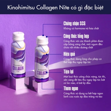 Nước uống Collagen Nite Kinohimitsu 50g: chống lão, ngủ ngon, sáng mịn, 909k 4 Nước uống Collagen Nite Kinohimitsu 50g: chống lão, ngủ ngon, sáng mịn, 909k 4