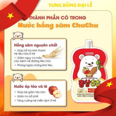 Nước Uống Hồng Sâm ChuChu Đồ Ăn Nhẹ Cho Bé Nhập Khẩu Hàn Quốc Chính Ngạch Giấy Tờ Đầy Đủ Giá 290k Giảm từ 350.900