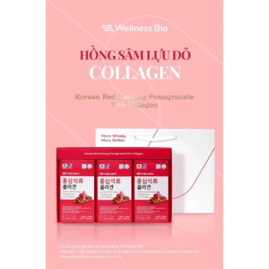 Nước Uống Hồng Sâm Lựu Collagen Hàn Quốc 30 gói - Da Trắng Sáng, Căng Bóng, Tăng Đề Kháng - Giá 435.000₫